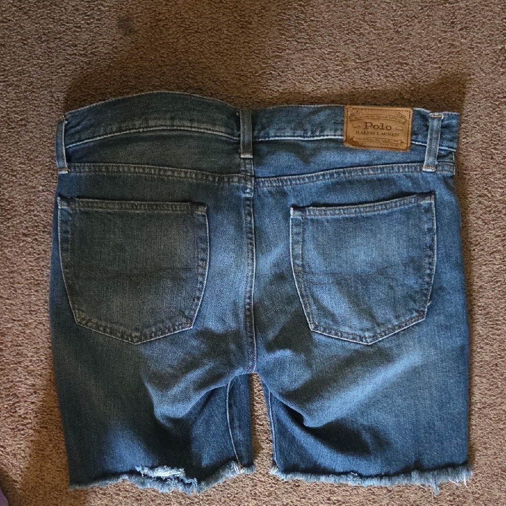 Polo by Ralph Lauren Distressed Blue Denim Jean Shorts - Picture 3 of 3